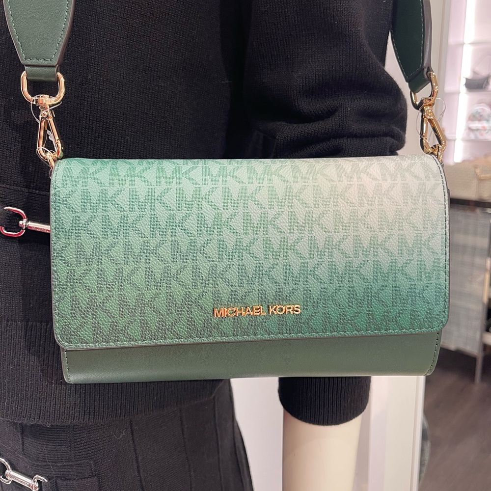 MICHAEL KORS Jet Set Large Ombré Signature Logo ZA Crossbody Bag
Moss Multi 
NWT - Picture 9 of 16